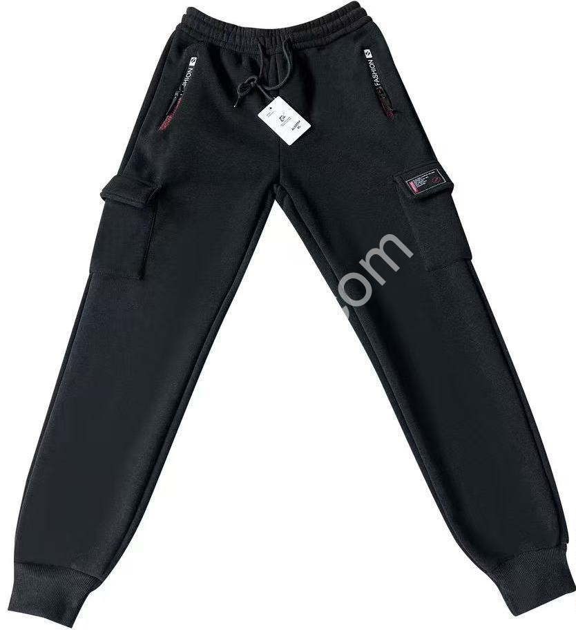 СПОРТ.ШТАНЫ (XL-5XL) ФЛИС МАНЖЕТ ЧЕРНЫЙ 0006