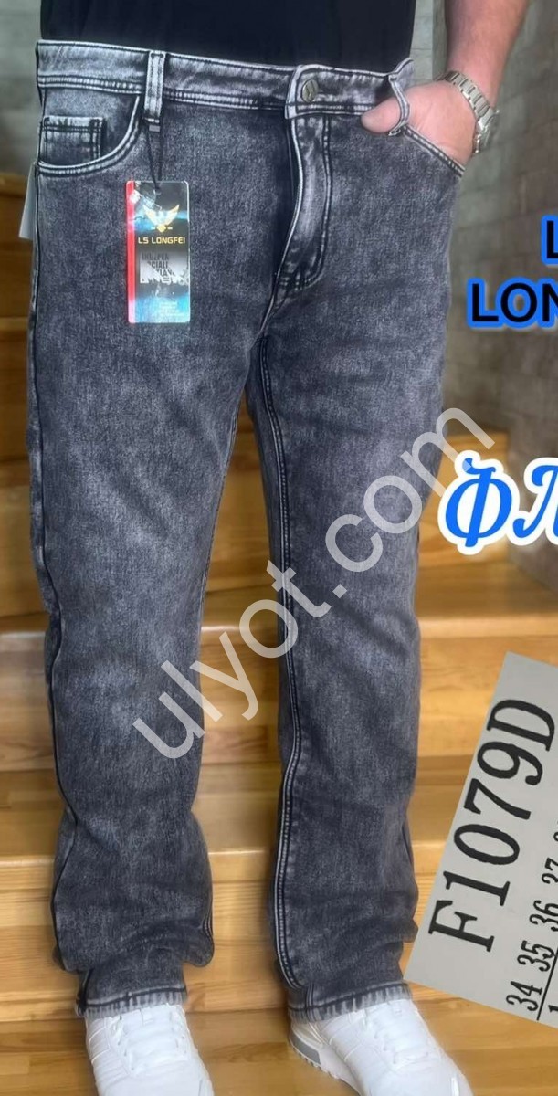 ДЖИНСИ LONGFEI (34-42) ФЛІС ГРАФІТ 1079D