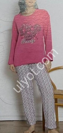 ПИЖАМА (M-2XL) БАЙКА РОЗОВЫЙ 0302