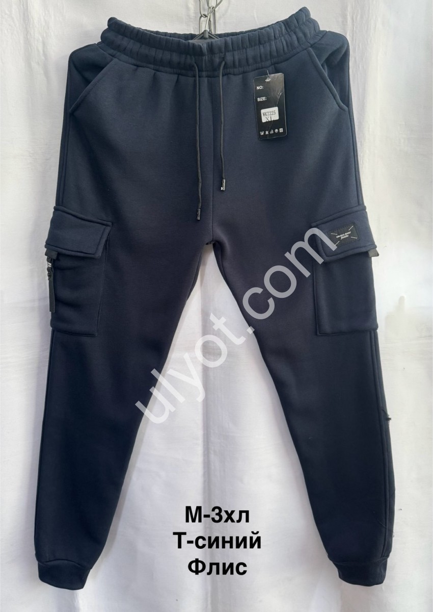 СПОРТ.ШТАНИ (M-3XL) ФЛІС МАНЖЕТ Т.СИНІЙ 7225