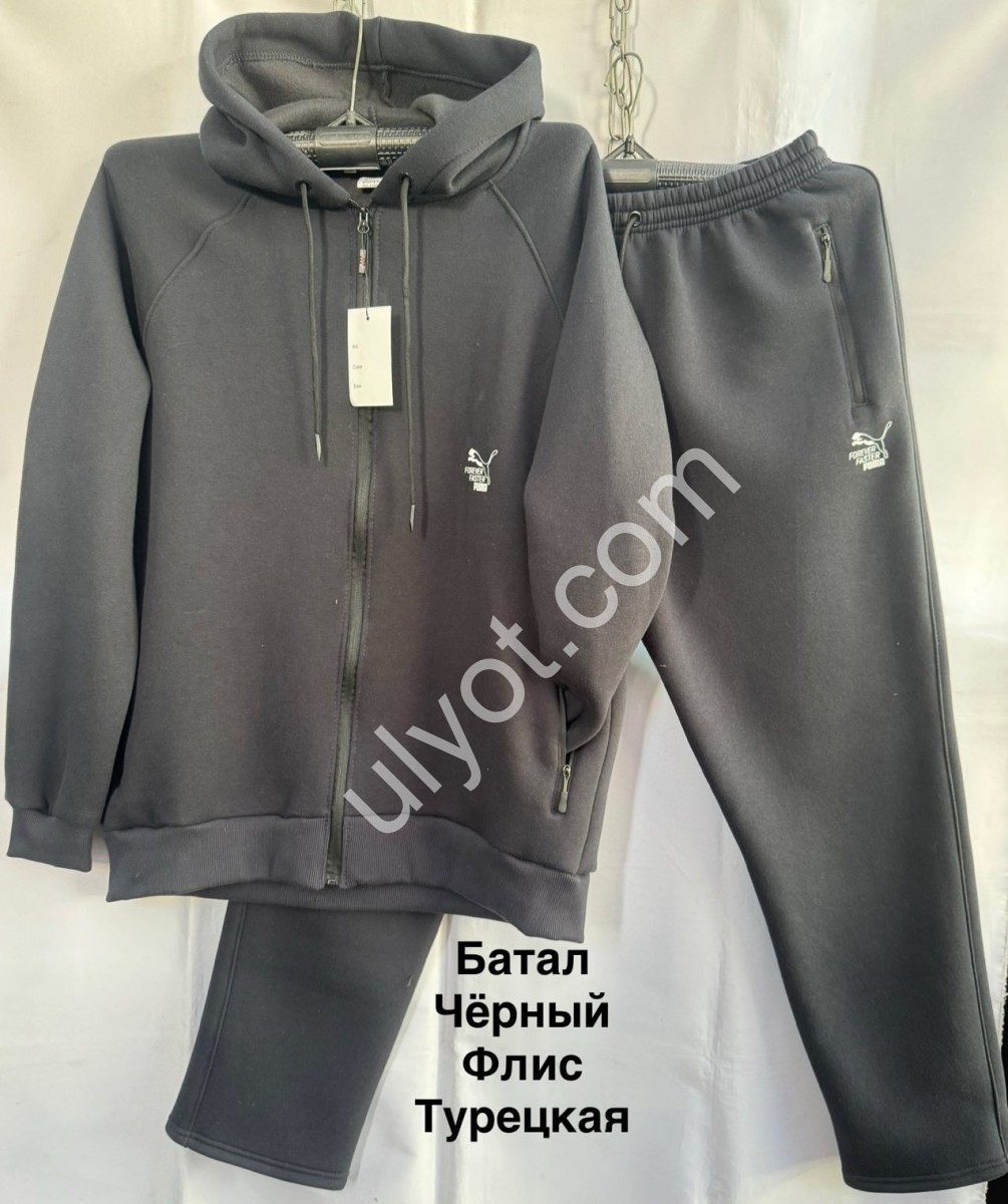 СПОРТ.КОСТЮМ A01 (56-64) ФЛИС ПРЯМОЙ ЧЕРНЫЙ 