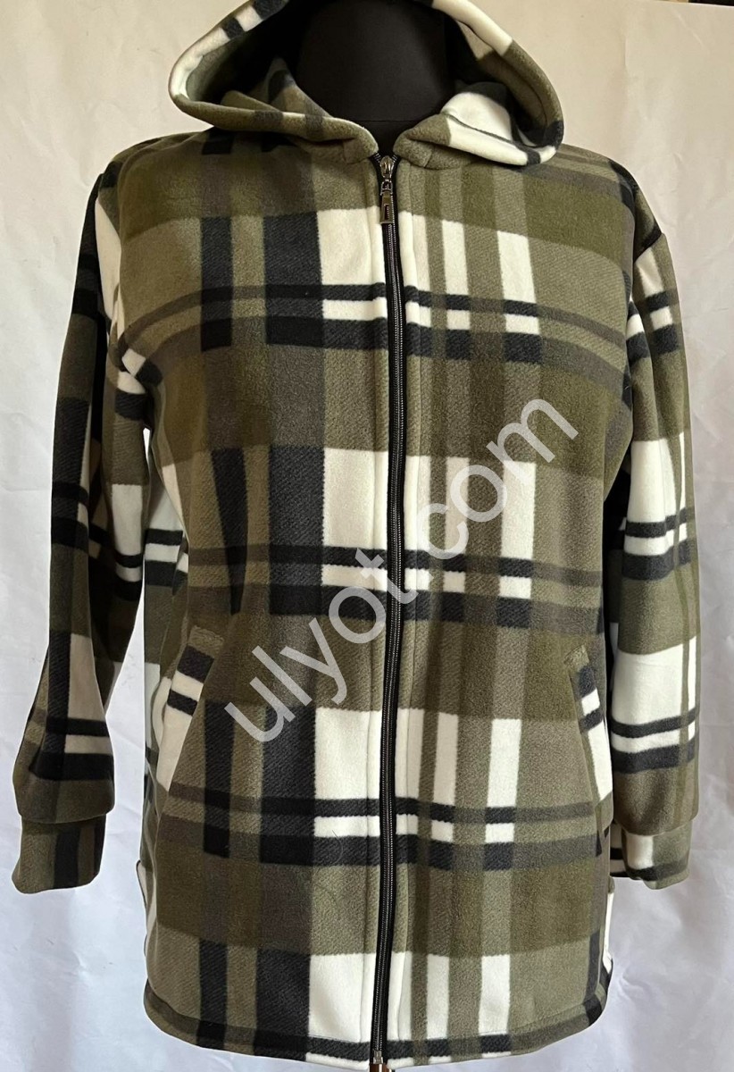 РУБАШКА (ONE SIZE 48-52) ФЛИС ХАКИ+БЕЛЫЙ 303