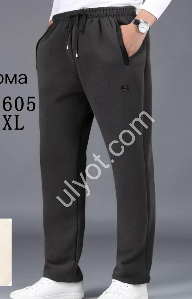 СПОРТ.ШТАНИ (M-3XL) ФЛІС ПРЯМИЙ ЧОРНИЙ 2605