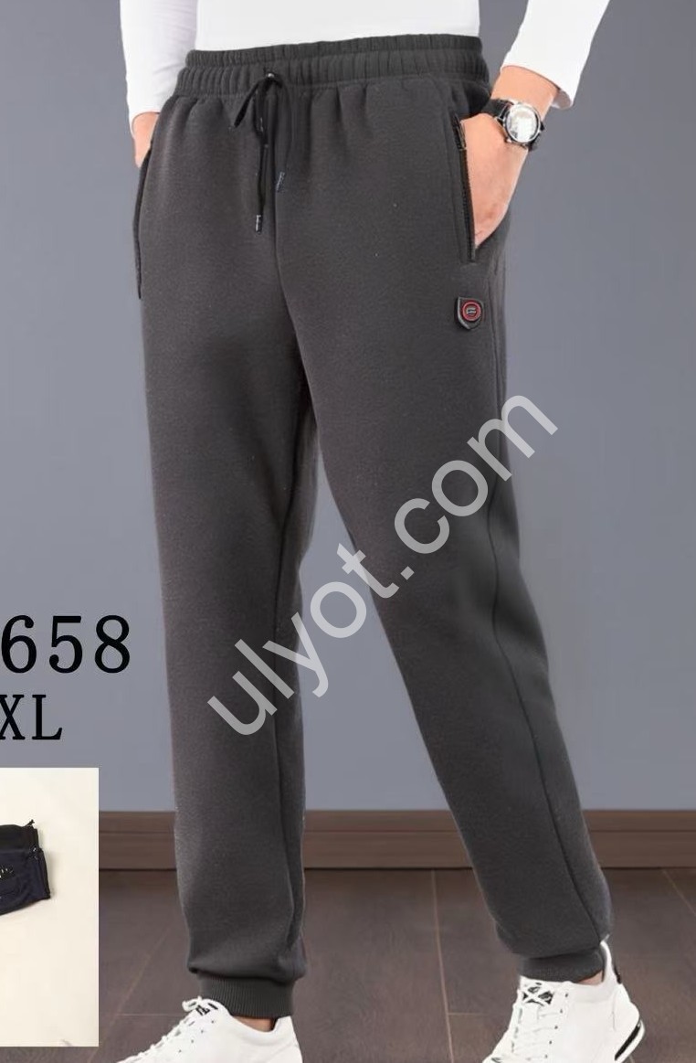 СПОРТ.ШТАНЫ (M-3XL) ФЛИС МАНЖЕТ Т.СИНИЙ 2658