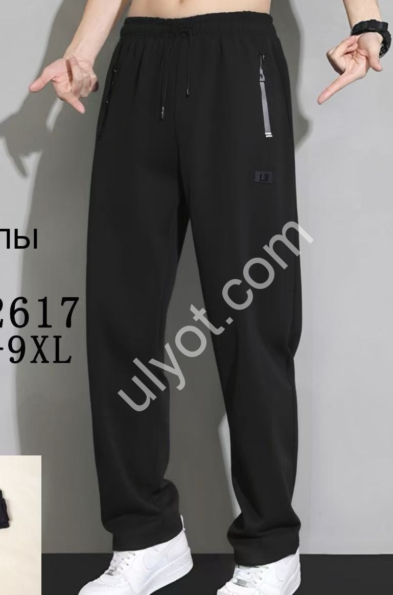 СПОРТ.ШТАНЫ (5XL-9XL) ФЛИС ПРЯМОЙ ЧЕРНЫЙ 2617