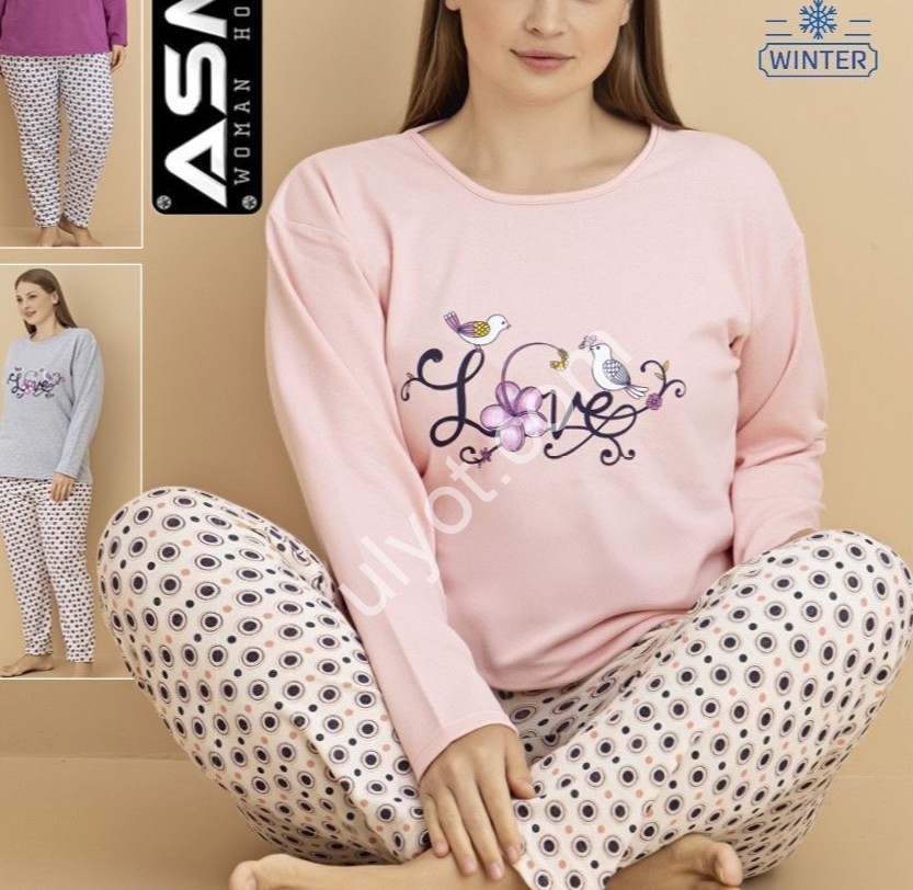 ПИЖАМА (L-4XL) БАЙКА МИКС 16308