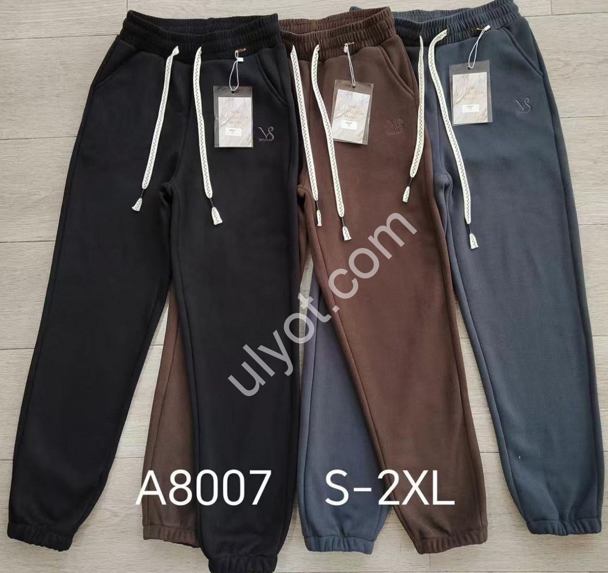 ШТАНЫ (S-2XL) ФЛИС МАНЖЕТ ЧЕРНЫЙ  8007