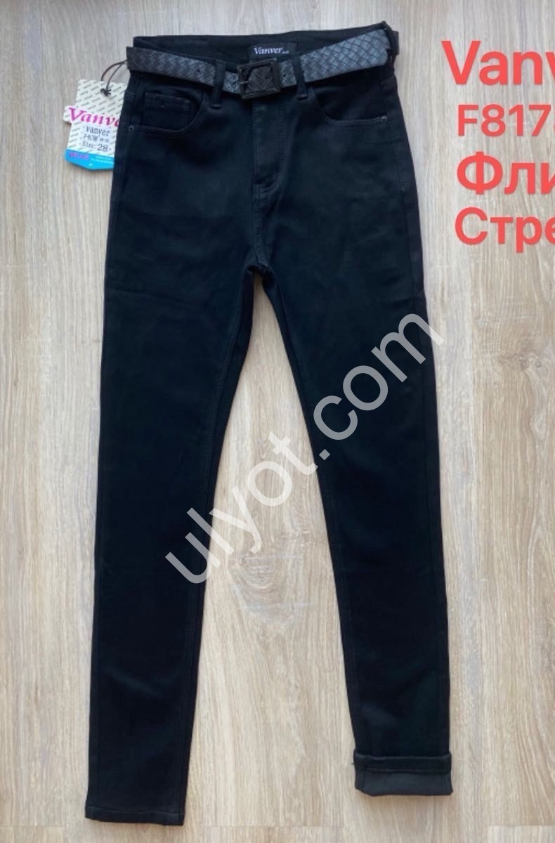 ДЖИНСЫ VANVER (28-33) ФЛИС ЧЕРНЫЙ F81788