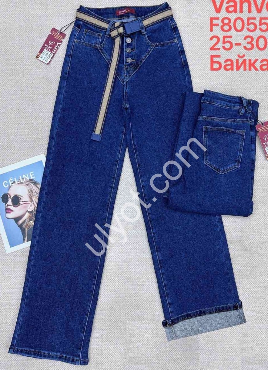 ДЖИНСЫ VANVER (25-30) БАЙКА Т.СИНИЙ F8055