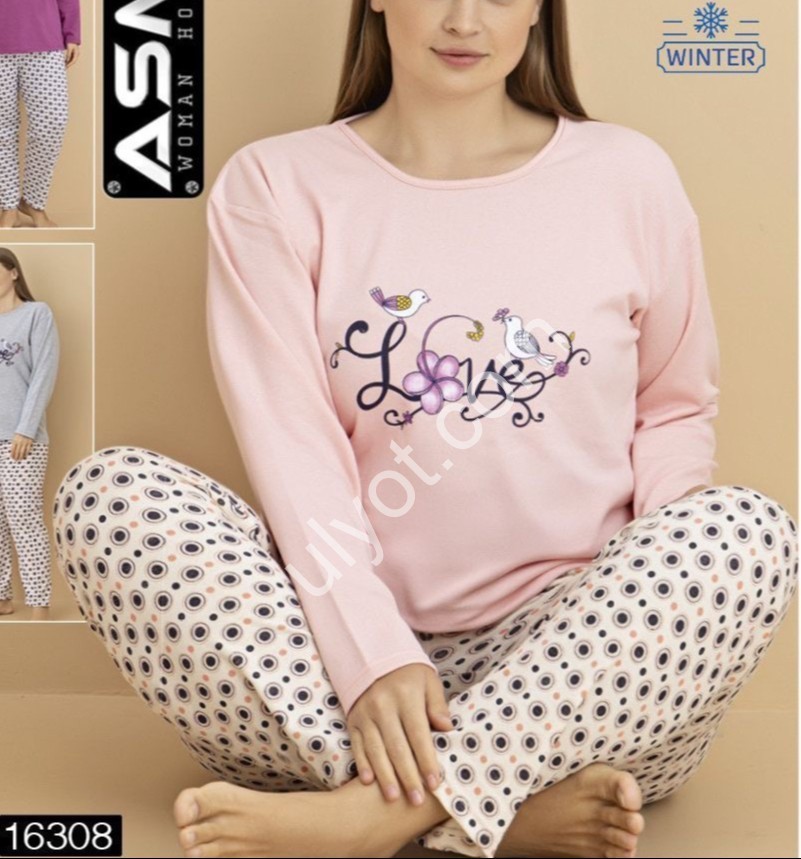 ПИЖАМА (L-4XL) БАЙКА МИКС 16308