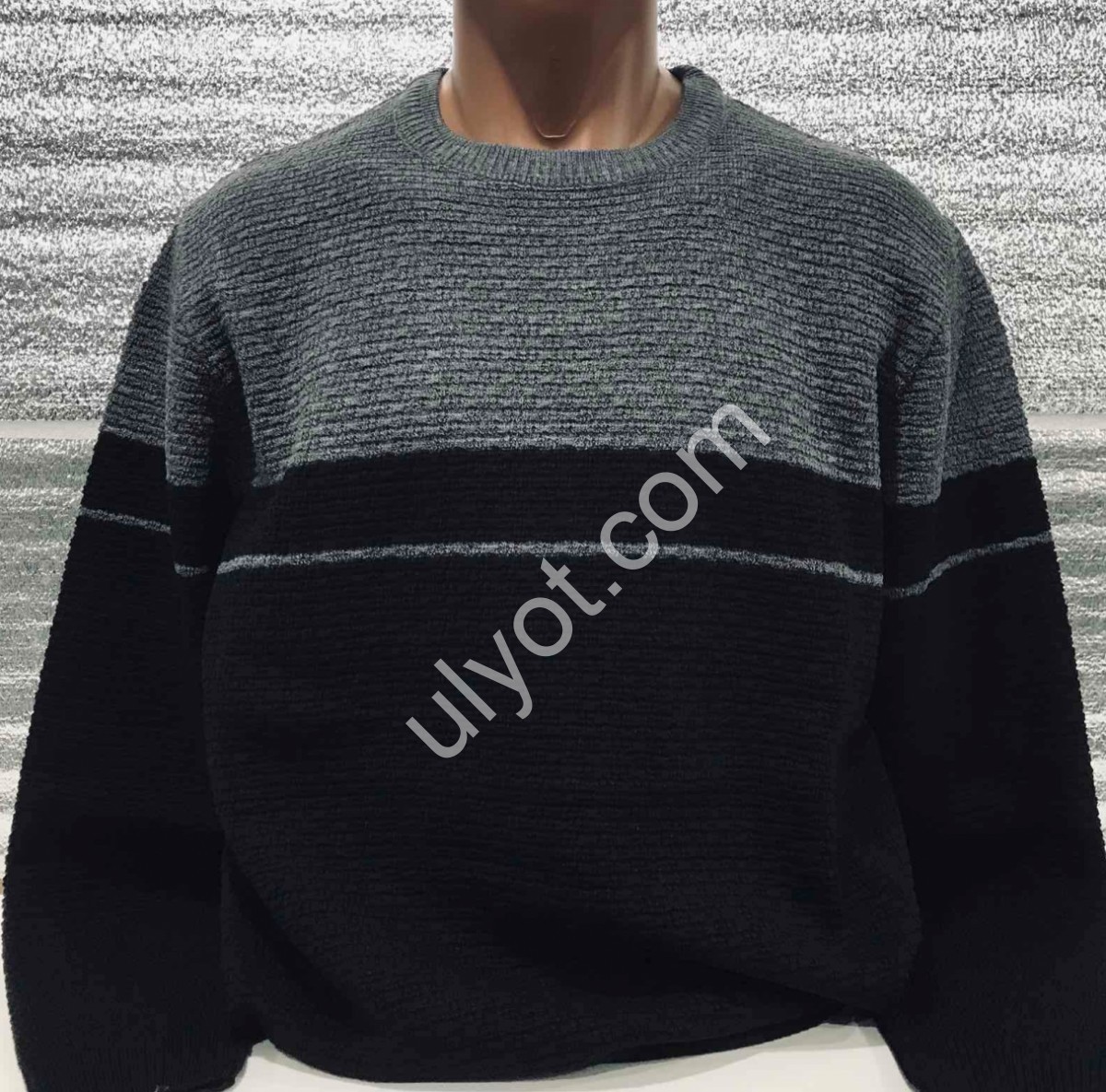 СВИТЕР CASHMERE (L-2XL) СЕРЫЙ+ЧЕРНЫЙ 12160