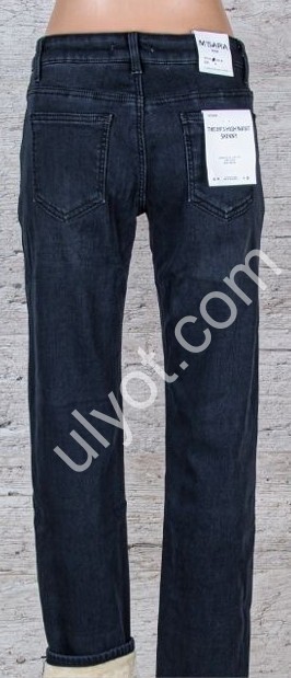 ДЖИНСЫ M.SARA (S-2XL) МЕХ ЧЕРНЫЙ 3191-A