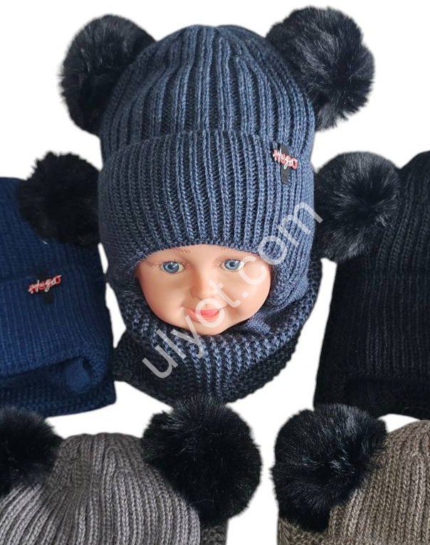 ШАПКА+ХОМУТ (ONE SIZE 48-50) ФЛІС МІКС