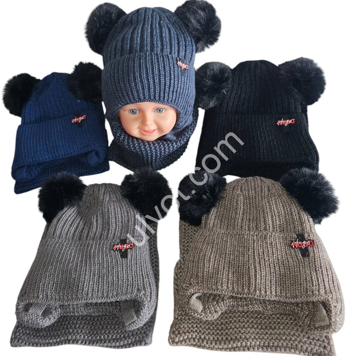 ШАПКА+ХОМУТ (ONE SIZE 48-50) ФЛІС МІКС