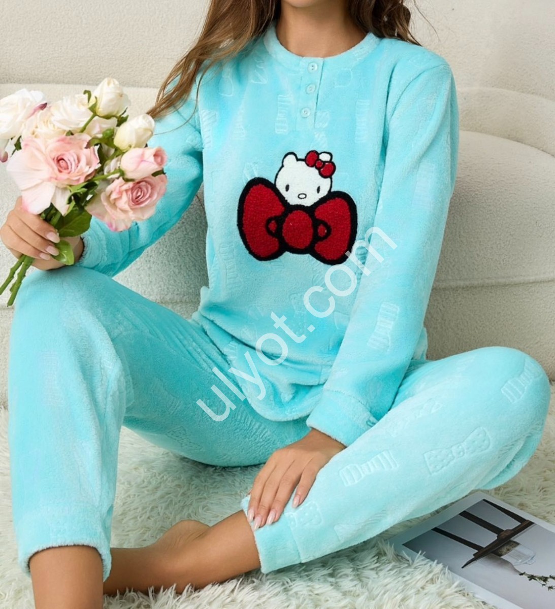 ПИЖАМА БАНТИК (M-3XL) БИРЮЗА 70372