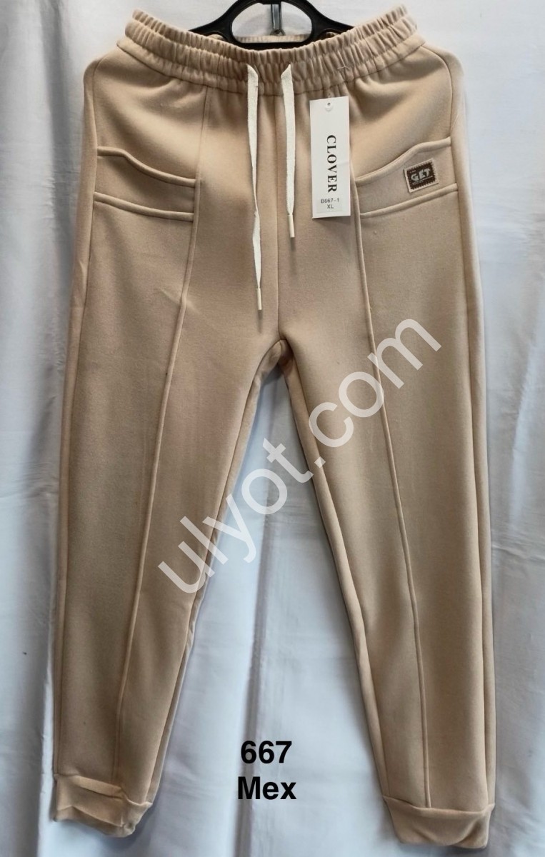 ШТАНЫ (L-4XL) МЕХ МАНЖЕТ БЕЖ 667