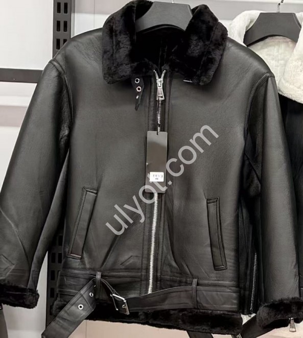 ДУБЛЕНКА (S-XL) ЧЕРНЫЙ + МЕХ ЧЕРНЫЙ 816