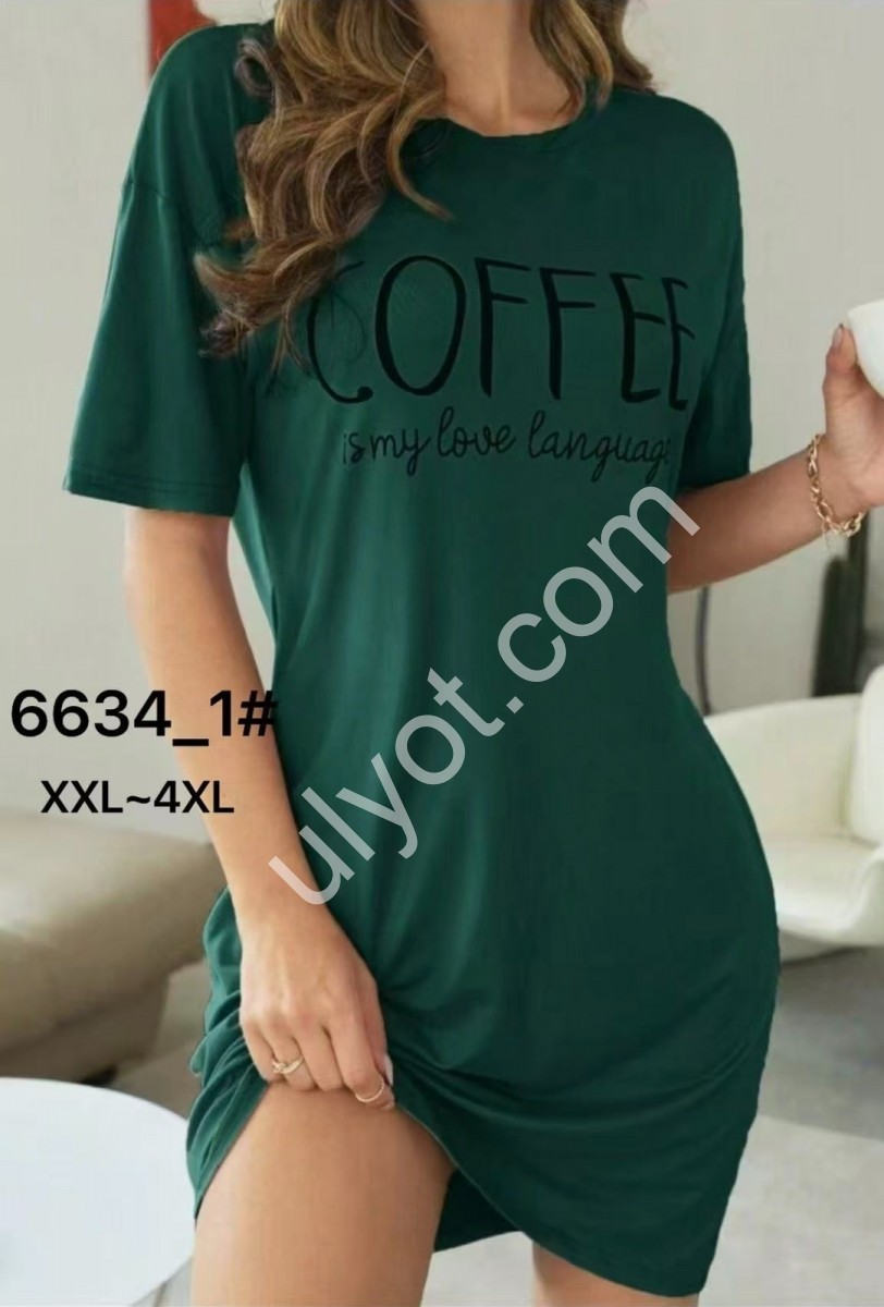 ТУНИКА КОФЕ (2XL-4XL) ЗЕЛЕНЫЙ 6634-1