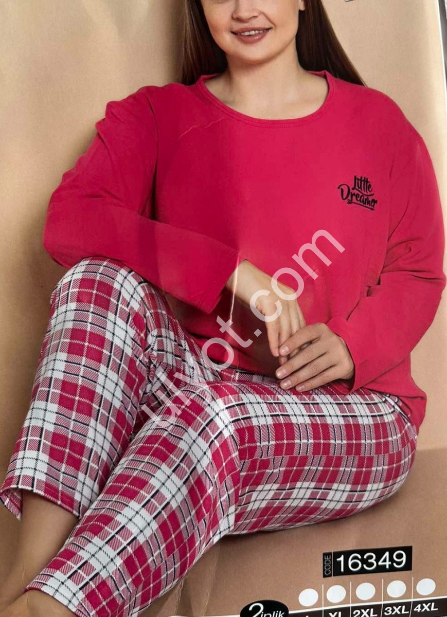 ПИЖАМА (L-4XL) БАЙКА МИКС 16349