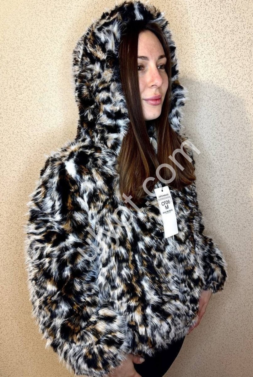 ПОЛУШУБОК (M-XL) БЕЛЫЙ+КОРИЧНЕВЫЙ 