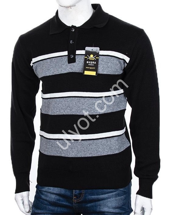 СВИТЕР (M-2XL) ЧЕРНЫЙ+СЕРЫЙ M902