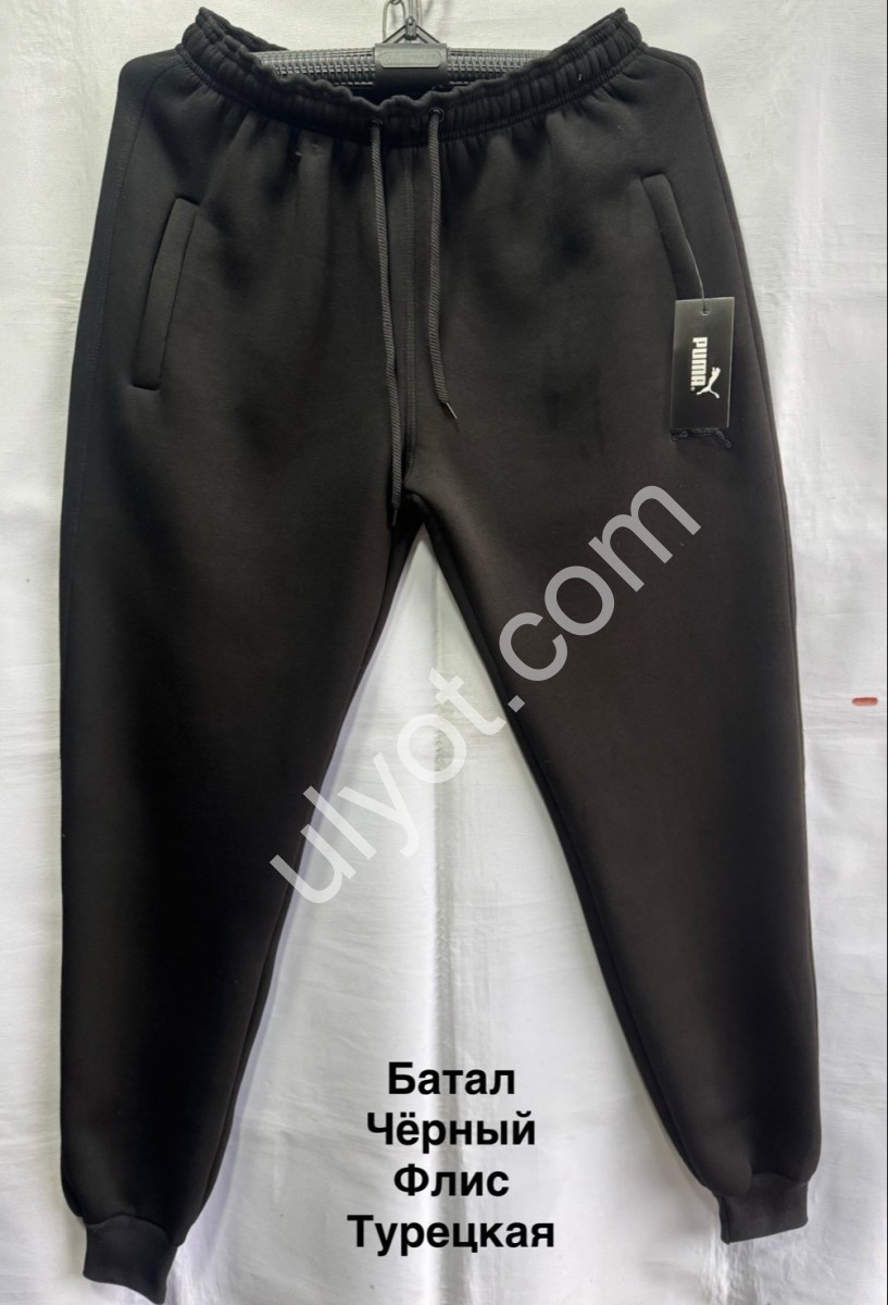 СПОРТ.ШТАНЫ P15 (56-64) ФЛИС МАНЖЕТ ЧЕРНЫЙ 