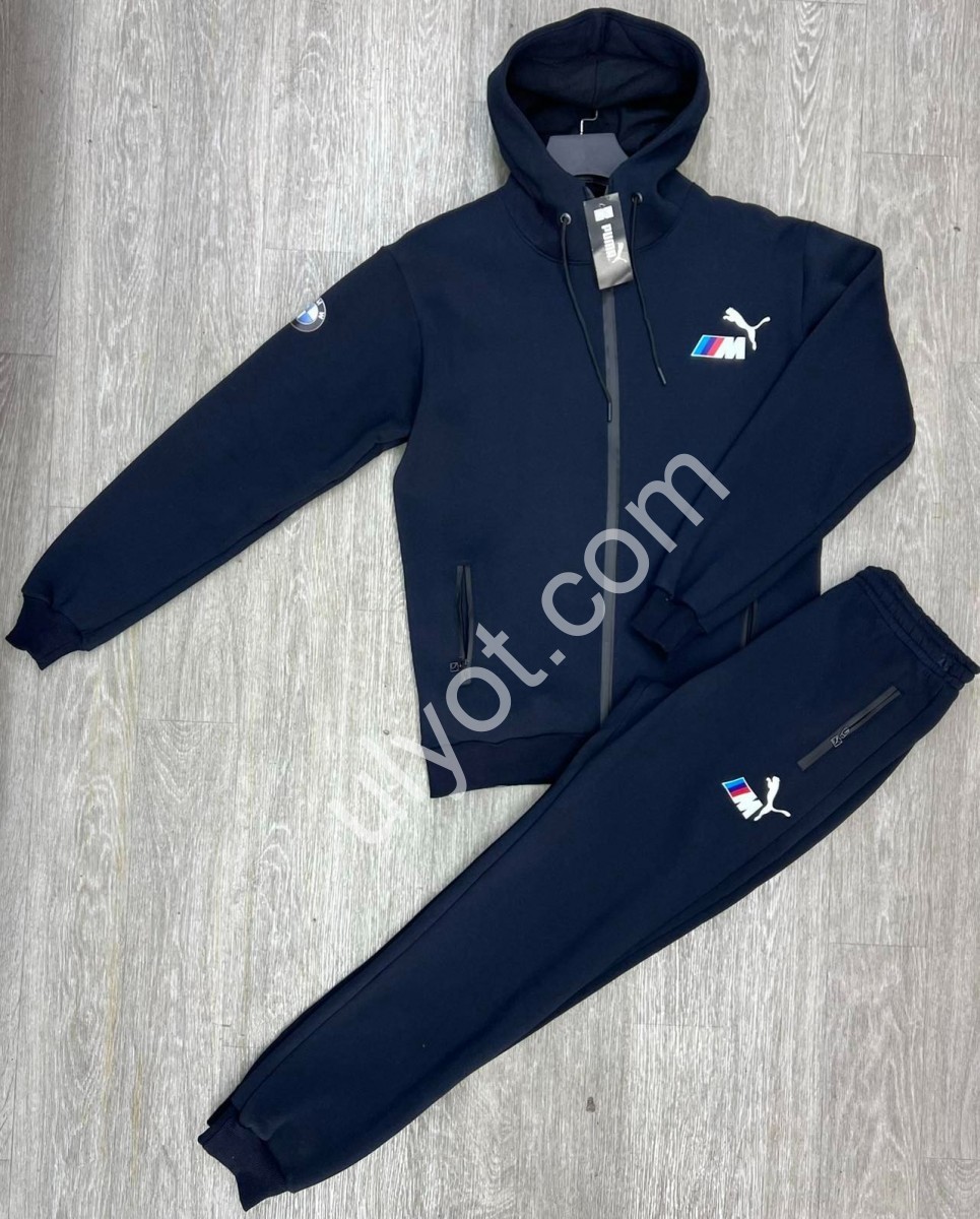 СПОРТ. КОСТЮМ P15 (M-3XL) ФЛИС МАНЖЕТ Т.СИНИЙ 466