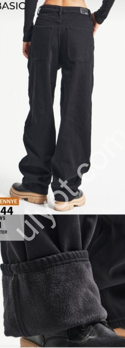 ДЖИНСИ IT'S BASIC (32-46) ЧЕРНЕ хутро 4344/1w5/1