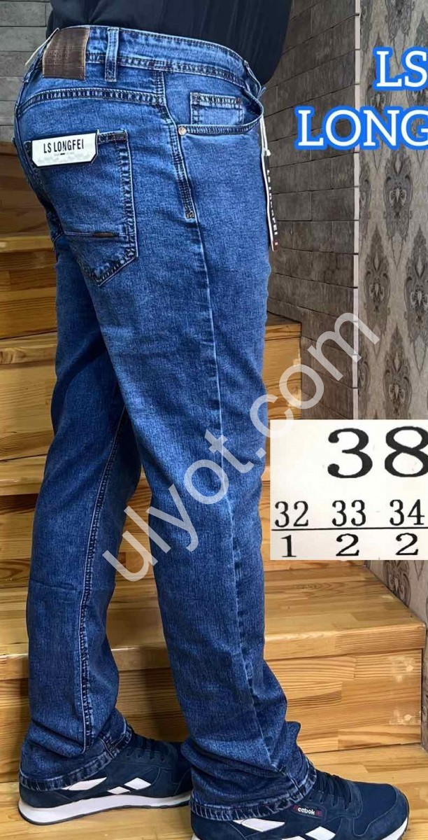 ДЖИНСЫ LONGFEI (32-38) Т.СИНИЙ 385