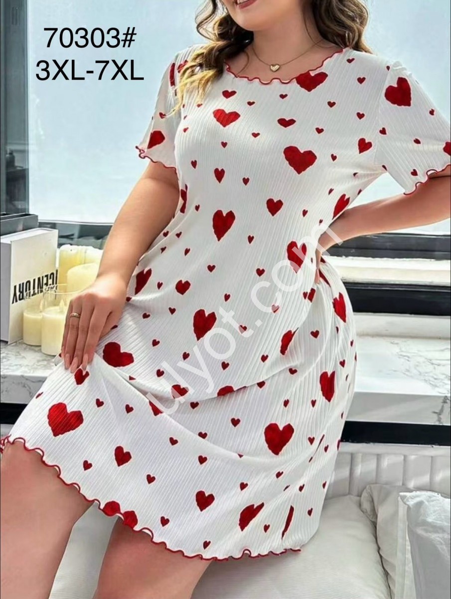 ТУНИКА СЕРДЦА (3XL-7XL) МОЛОКО 70303