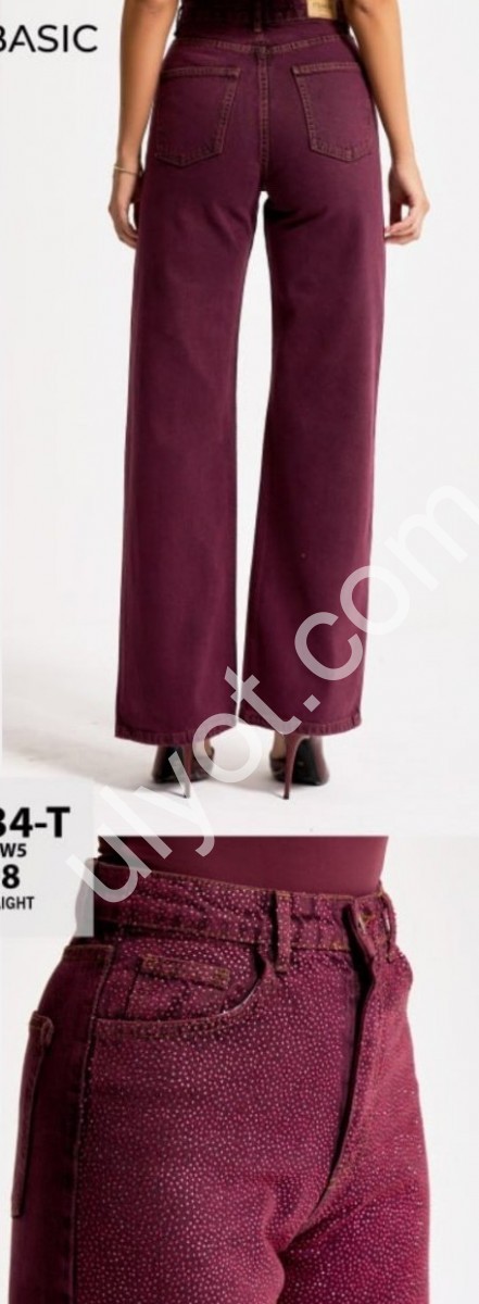 ДЖИНСИ IT'S BASIC (34-42) СТРАЗИ БУРГУНДІ 4434/т-20w5/98