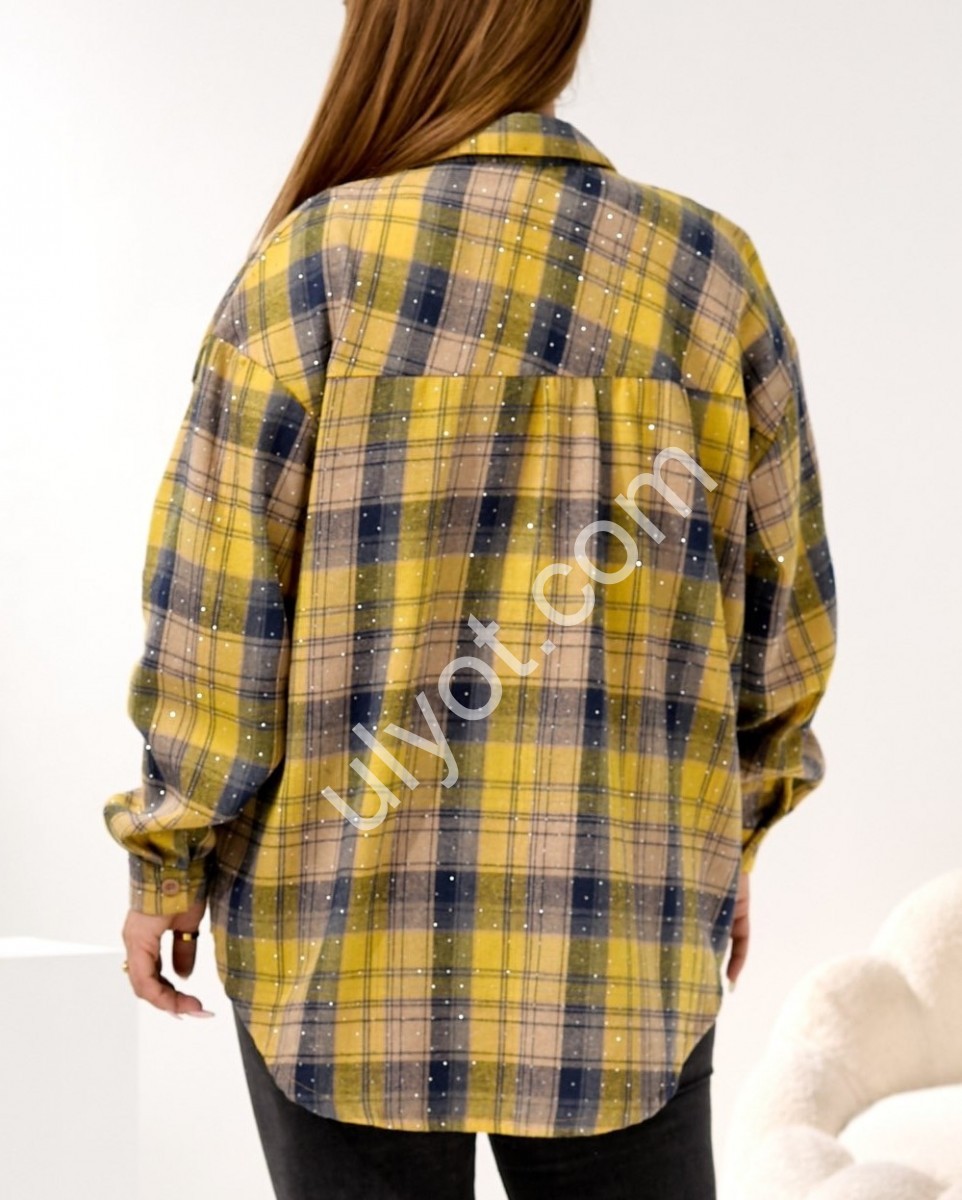 СОРОЧКА (3XL-6XL) СТРАЗ ЖОВТИЙ 7753