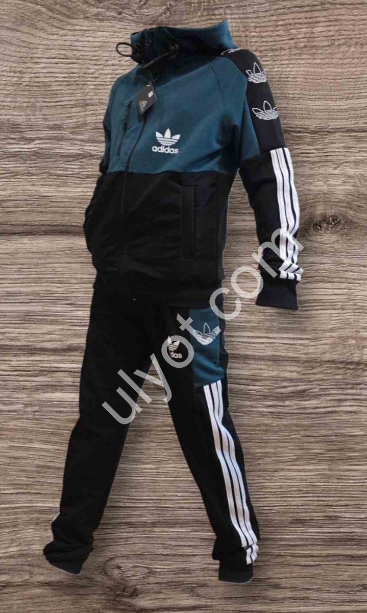 СПОРТИВНЫЙ КОСТЮМ A01 (7-12 ЛЕТ) МАНЖЕТ ЧЕРНЫЙ-ЗЕЛЕНЫЙ 