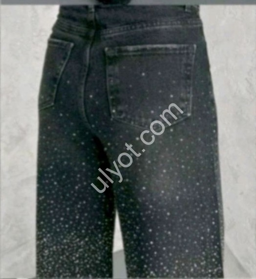 ДЖИНСЫ ZEO BASIC (34-42) СТРАЗЫ ГРАФИТ 5057