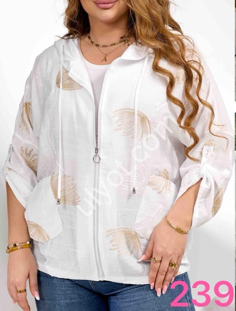 КОФТА JJF (XL-4XL) КВІТИ БІЖ 2392