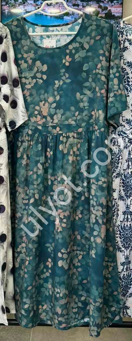 ПЛАТЬЕ JJF (XL-4XL) ЗЕЛЕНЫЙ+УЗОР 