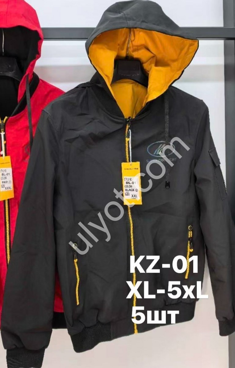 ВЕТРОВКА (XL-5XL) ЧЕРНЫЙ KZ-01