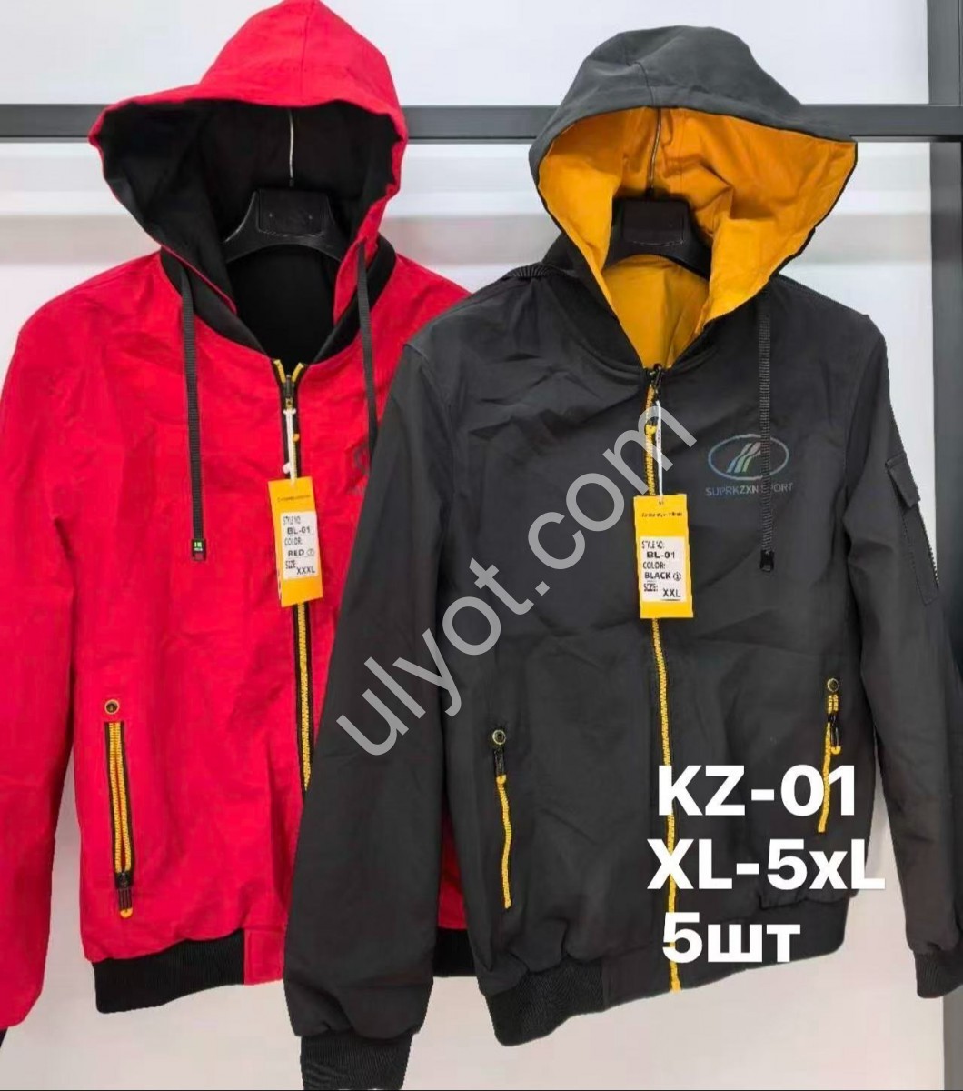 ВЕТРОВКА (XL-5XL) ЧЕРНЫЙ KZ-01