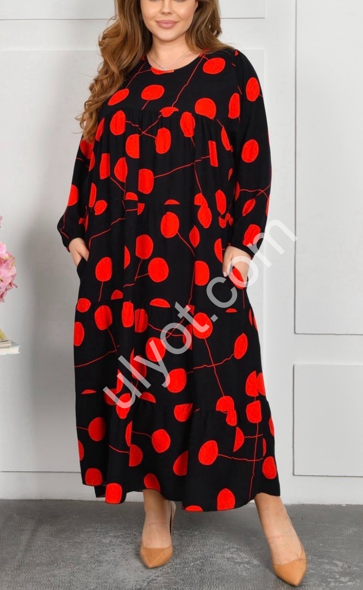 ПЛАТЬЕ (58-62) ГОРОХ КРАСНЫЙ A1-1