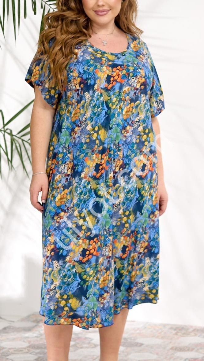 СУКНЯ JJF (3XL-6XL) КВІТИ БЛАКИТНИЙ