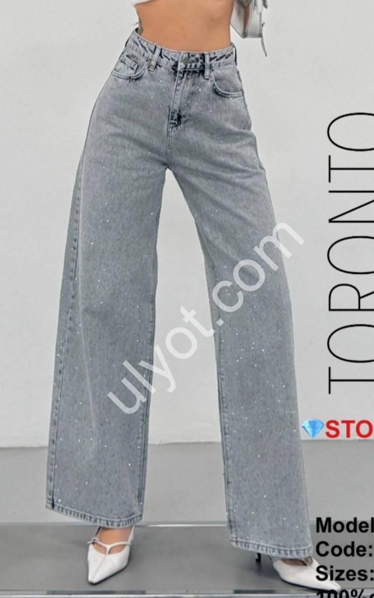 ДЖИНСЫ ZEO BASIC (34-42) СТРАЗЫ СЕРЫЙ 5301