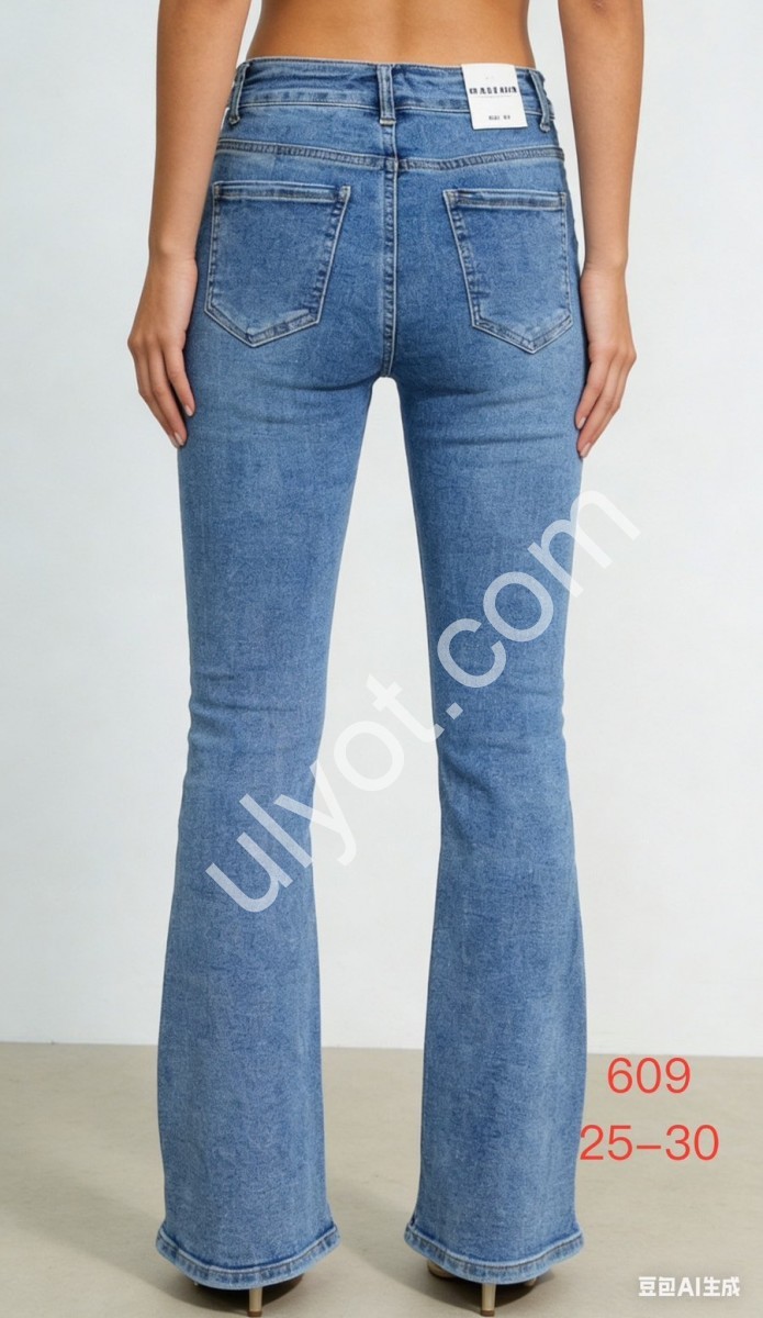 ДЖИНСЫ DENIM NEW (25-30) СТРАЗЫ СИНИЙ 609