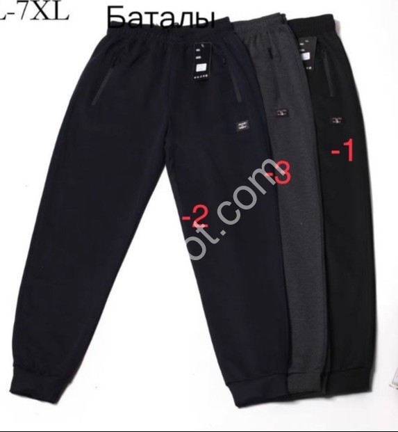 СПОРТ.ШТАНЫ (3XL-7XL) МАНЖЕТ ЧЕРНЫЙ 73051-1