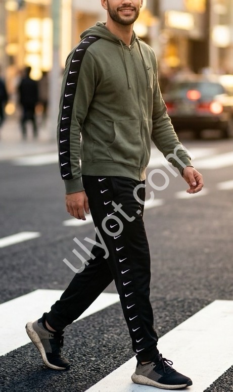 СПОРТ.КОСТЮМ N02 (48-56) МАНЖЕТ ХАКИ+ЧЕРНЫЙ 