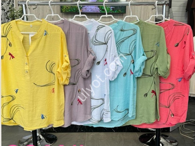 БЛУЗКА JJF (3XL-6XL) КОРАЛ 2211