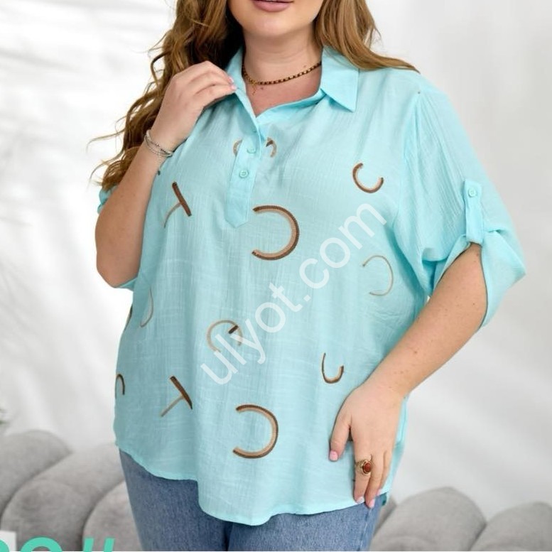 БЛУЗКА JJF (3XL-6XL) ФІСТАШКА 132
