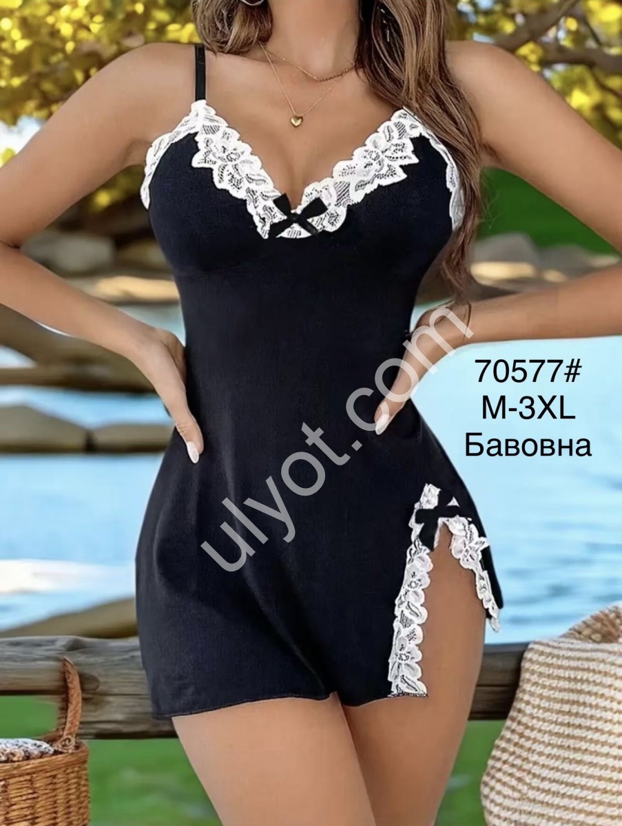 ПІЖАМА (M-3XL) ЧОРНИЙ 70577