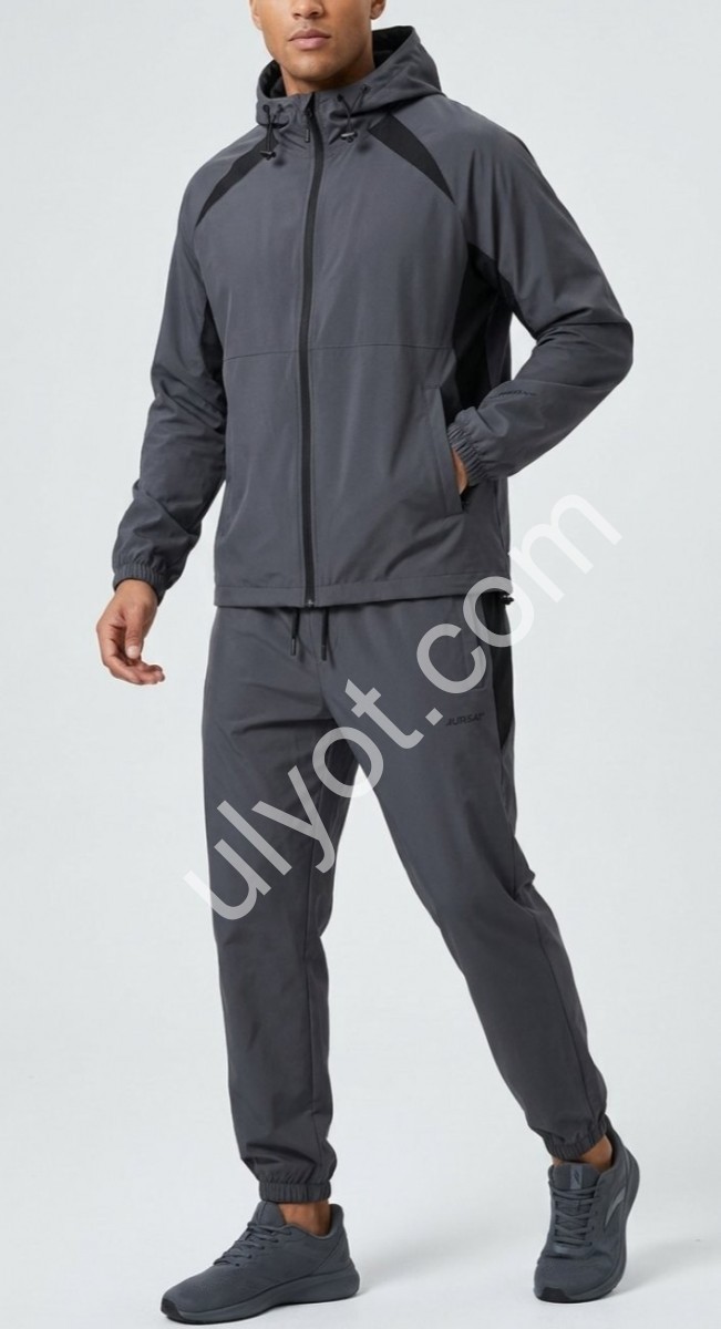 СПОРТ.КОСТЮМ (M-3XL) МАНЖЕТ Т.СЕРЫЙ 