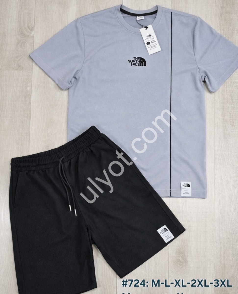 СПОРТ. КОСТЮМ T48 (M-3XL) СЕРЫЙ+ЧЕРНЫЙ 724