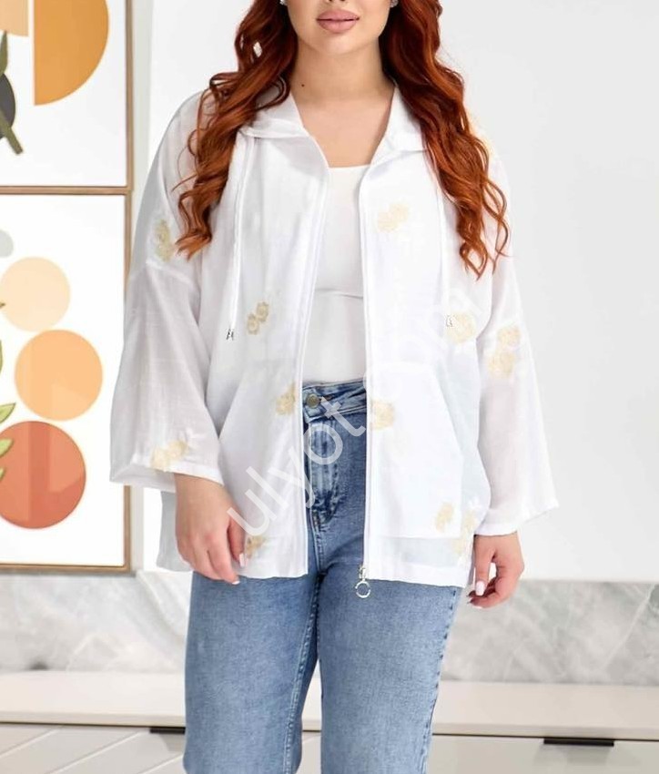 КОФТА JJF (XL-4XL) КВІТИ БІЛИЙ 2396